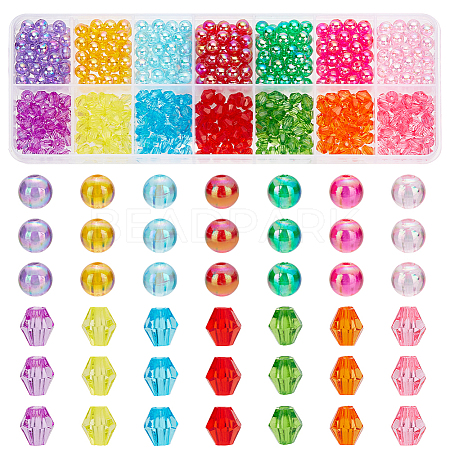 ARRICRAFT 560pcs 14 Style Transparent Acrylic Beads TACR-AR0001-18-1