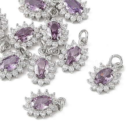 SHEGRACE Brass Micro Pave Cubic Zirconia Pendants XGRQ2O700-446E-P-1