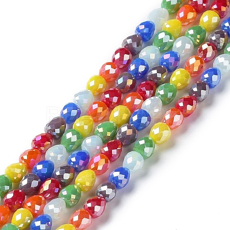 Electroplated Glass Beads Strands GLAA-B013-01F-1