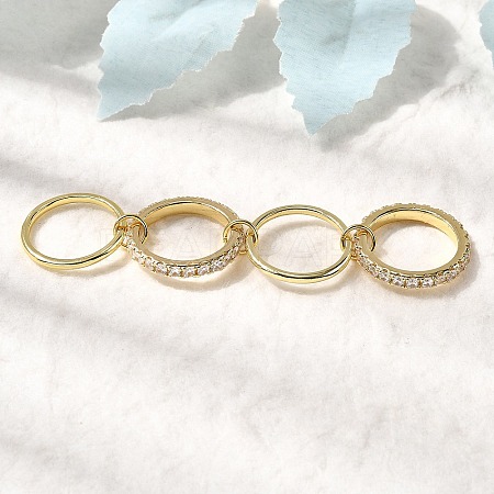 Brass Micro Pave Cubic Zirconia Finger Rings RJEW-P166-12G-01-1