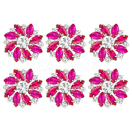 6Pcs Alloy Rhinestone Shank Buttons BUTT-FG0001-25A-1