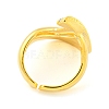 Brass C-shaped Open Cuff Ring for Women AJEW-U003-08G-3