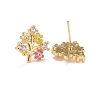 Colorful Enamel Flower of Life Stud Earrings with Cubic Zirconia EJEW-G288-30G-2