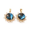 Brass Micro Pave Clear Cubic Zirconia Pendants KK-E068-VC466-2