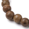 8MM Round Natural Wenge Wood Beaded Stretch Bracelets BJEW-JB10217-02-4