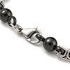 Two Tone 304 Stainless Steel Round Ball Link Chain Bracelet BJEW-B078-20BP-3
