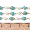 2Pcs 2 Colors Synthetic Turquoise & Glass Pearl Link Chains AJEW-JB01594-01-4