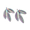 Ion Plating(IP) 304 Stainless Steel Leaf Stud Earrings for Women EJEW-F300-11MC-1