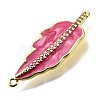 Brass Micro Pave Clear Cubic Zirconia Enamel Leaf Connector Charms KK-V011-25G-D-2