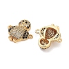 Rack Plating Brass Micro Pave Clear & Black Cubic Zirconia Penguin Connector Charms KK-Z064-41G-2