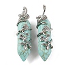Natural & Synthetic Mixed Gemstone Double Terminal Pointed Pendants G-C144-03P-2
