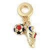 Rack Plating Brass Enamel Sports European Dangle Charms KK-P287-35B-G-1