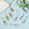  20Pcs 2 Style Woven Net/Web with Feather Alloy Pendant Keychain KEYC-NB0001-70-5