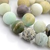 Nature Frosted Amazonite Beads Strands G-O015-14mm-02-2
