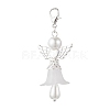 Frosted Acrylic & Glass Pearl Flower Angel Pendant Decorations HJEW-JM03490-01-2
