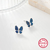 Butterfly Rhodium Plated 925 Sterling Silver Micro Pave Cubic Zirconia Stud Earrings DX6488-2-3