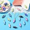 10Pcs Evil Eye Fish Shaped Glazed Porcelain Pendants PALLOY-YW00086-01-4