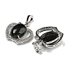 Natural Obsidian with Clear Cubic Zirconia Pendants G-G133-03P-23-2