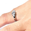 304 Stainless Steel Pave Clear Cubic Zirconia Finger Rings WG85DA0-04-2