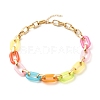 Two Tone Acrylic Cable Chain Necklace for Teen Girl Women NJEW-JN03758-1