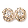 Oval Brass Micro Pave Cubic Zirconia Beads KK-U037-04G-01-3