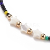 Shell Star & Glass Beaded Necklace for Women NJEW-JN03910-03-4