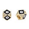 Brass Micro Pave Clear Cubic Zirconia Octagon European Bead with Enamel KK-N227-91-3