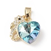 Real 18K Gold Plated Rack Plating Brass Micro Pave Cubic Zirconia Pendants KK-C015-02G-05-1