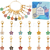 24Pcs 12 Colors Flower Alloy Enamel Pendant Locking Stitch Markers HJEW-SC00030-1