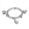 Tarnish Resistant 304 Stainless Steel Charm Bracelets BJEW-L637-31-P-1