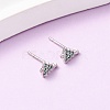 Brass Micro Pave Cubic Zirconia Charistmas Tree Stud Earrings EJEW-L278-09P-1