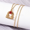 304 Stainless Steel Glass Drill Birth Stone Constellation Pendant Necklaces STAS-D305-08G-G-5