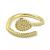 Brass with Cubic Zirconia Open Cuff Ring RJEW-B051-01G-2