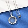 304 Stainless Steel Visible Flat Round Locket Pendant Pet Urn Ashes Necklaces NJEW-S455-08P-2