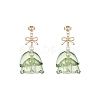 Christmas Tree Glass Dangle Stud Earrings with Shell Pearl Beaded EJEW-TA00236-1