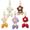 Handmade Crochet Cotton Cherry Flower Hanging Ornaments HJEW-JM02667-2