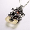 Antique Silver Plated Alloy Resin Pendant Necklaces NJEW-J031-02-2