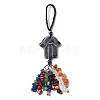 Hamsa Hand/Hand of Miriam Natural Labradorite Pendant Decorations HJEW-R127-02F-3