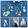 AHADERMAKER 2Sets Space Theme Alloy Enamel Pendants Keychains KEYC-GA0001-25-4