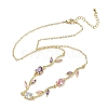 Brass Pave Cubic Zirconia Rose Flower Link Cable Chain Necklaces for Women NJEW-C121-05A-01G-4