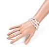 Chips Natural Rose Quartz & Morganite & Howlite Beaded Stretch Bracelets Sets BJEW-JB05332-04-4