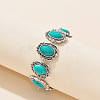 Bohemian Style Oval Synthetic Turquoise Pendant Necklace & Dangle Earrings & Link Bracelets FS-WGA6DB3-01-4