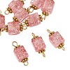 10Pcs Transparent Crackled Glass Cube Connector Charms PALLOY-JF03943-3