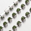 4mm Wide Silver Color Plated Grade A Garment Decorative Trimming Brass Peridot Rhinestone Cup Strass Chains X-CHC-S16-02S-1