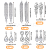 6 Pairs 6 Style Alloy Rhinestone Teardrop Dangle Clip-on Earrings EJEW-FI0002-91-2
