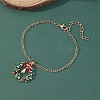 Christmas Wreath & Bell Alloy Rhinestone Pendant Necklaces & Dangle Earrings & Charm Bracelets & Brooch Sets WG06691-09-3