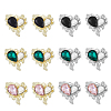 SUPERFINDINGS 12Pcs 6 Color Rack Plating Alloy with Glass Pendants FIND-FH0007-76-1