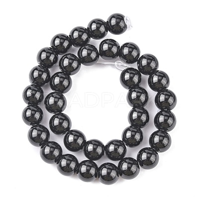 Synthetic Black Stone Beads Strands G-G088-6mm-1