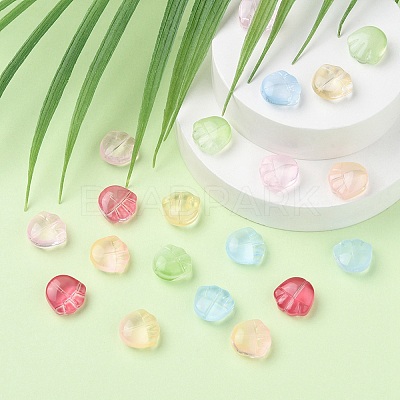 35Pcs Transparent Spray Painted Glass Beads GLAA-YW0001-66-1