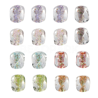 16Pcs 7 Colors Handmade Foil Lampwork Beads FOIL-FS0001-03-1